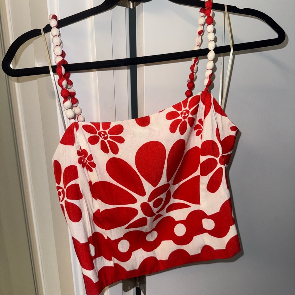 Red and White 2 Piece Pant Set